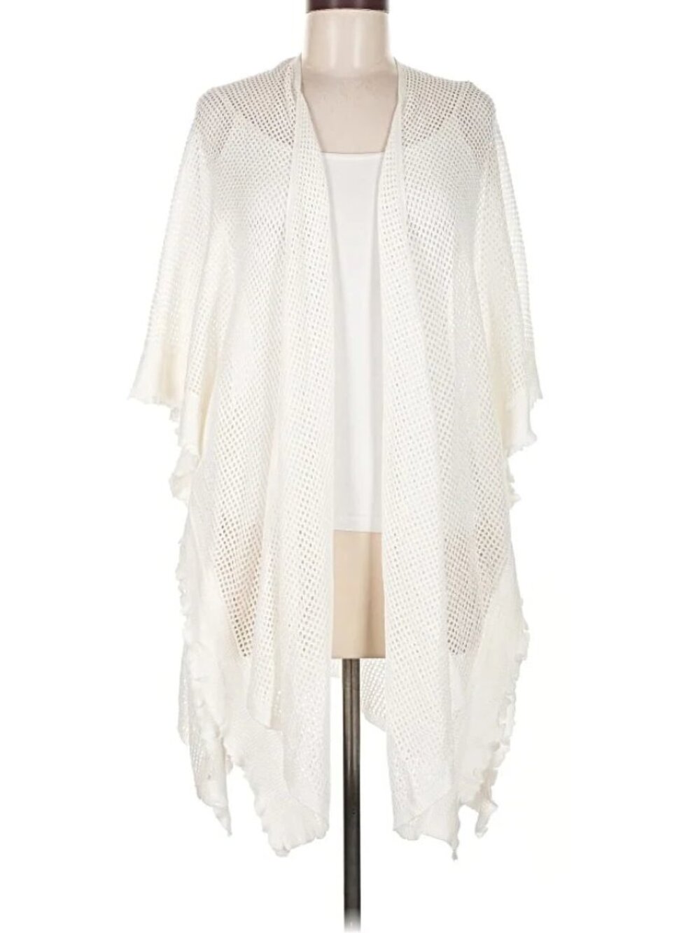 Beach Cover Up Swimsuit Open Knit Mesh Net Off White Crochet NEW
